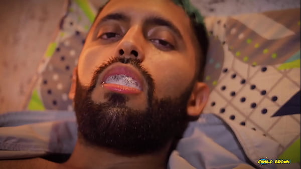 Cameraman Helps Camilo Brown Masturbate His Big Uncut Cock Till He Shoots a Nice Load And Swallows His Own Cum 