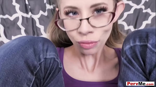 Skinny bespectacled blonde stepmom POV style fuck