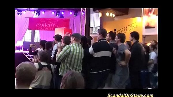 busty burlesque show on public stage
