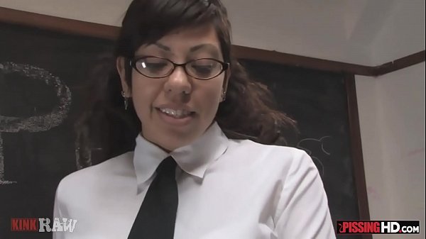 Nasty brunette gets sucks dick and gets pissed on while she masturbates  