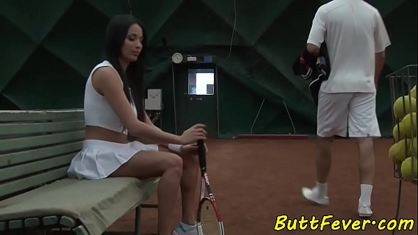Busty euro anally banged at tennis court