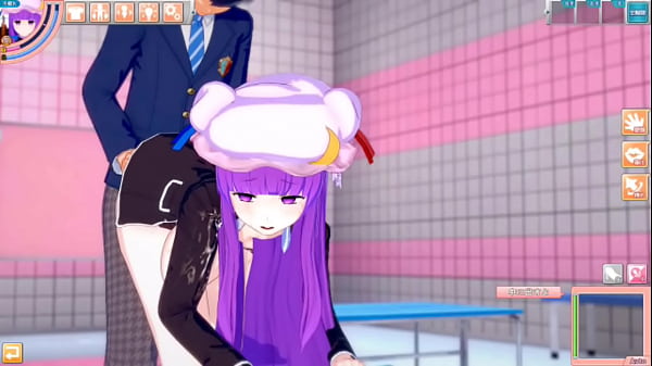 【エロゲーコイカツ！】東方project パチュリーのおっぱい揉んで仁王立ち手コキフェラ奉仕してもらってからのセックス！爆乳エロアニメ【ヘンタイゲーム】  