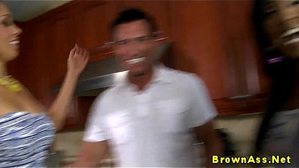 Black booty duo get creamed in threeway