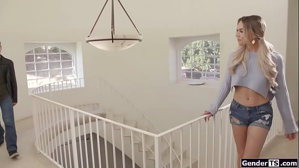 Shemale babysitter Emma Rose has a guy watching her taking a nap.He wants to jerk off on her and the tgirl lets him.The trans sucks and anal rides  