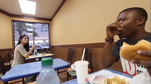 Black man picks up Latina at famous fast food place then gets his dick sucked out back !!