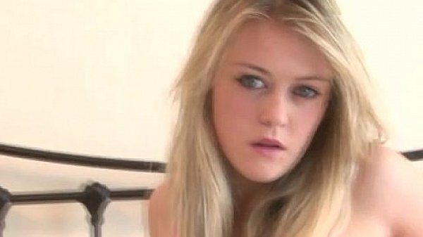 Busty blonde babe playing in her night wear