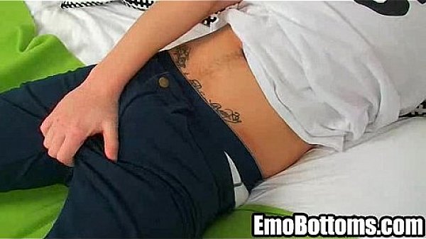Alone this sexy emo twink is jerking his cock off