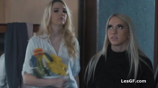 Cleaning babes eating ass at clients room