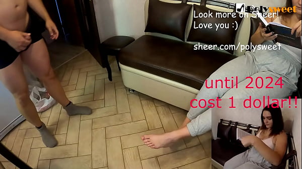 I'm reading a book. Guy fucks my feet, cums and cleans up after him