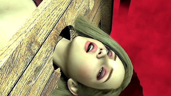 Girl in Wooden Handcuffs Is Taking a Giant Ork Cock