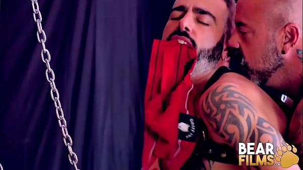 Bald Inked Hunk Barebacks Bearded Gay