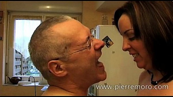 French brunette blows an old man