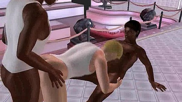 3D hunk gets double teamed by two hot ebony studs