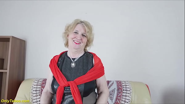 chubby 79 years old grandma in sexy fishnet stockings tries first time to fuck her tight anus with a dildo