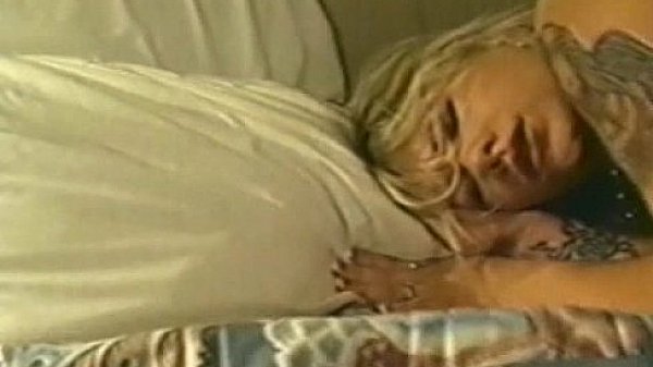 Mature blonde plays with dick  