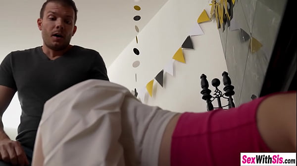 Cute blonde stepsister Little swallowed big dick and enjoyed rough sex