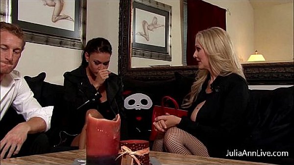 Julia Ann and her Gf were having drinks with a hot guy when they find themselves gagged and bounded!! See the full video and see Julia Ann Live only at her site!