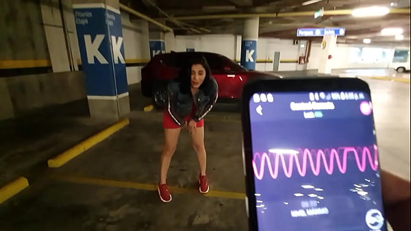 horny girl finger her pussy at the Mall parking lot  