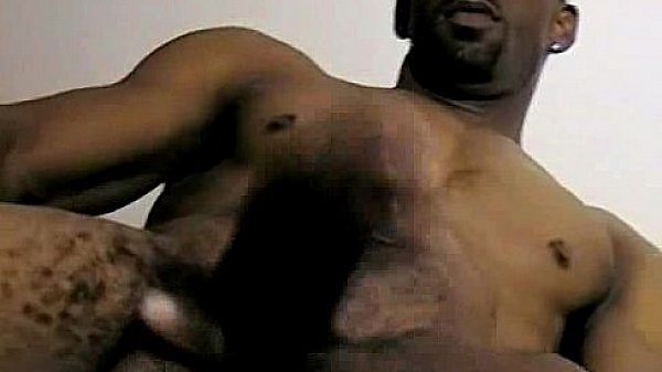 Amateur ebony hunk tugging on his rock hard cock