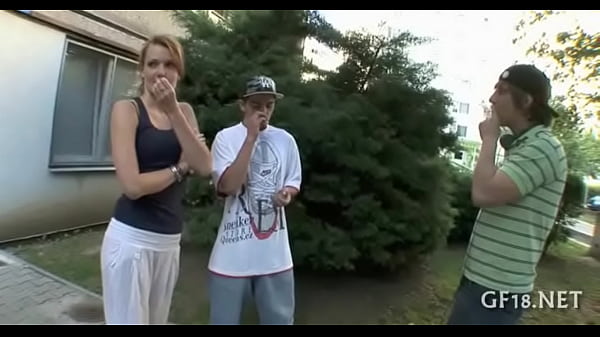 Perverted spectacled guy holds hand  