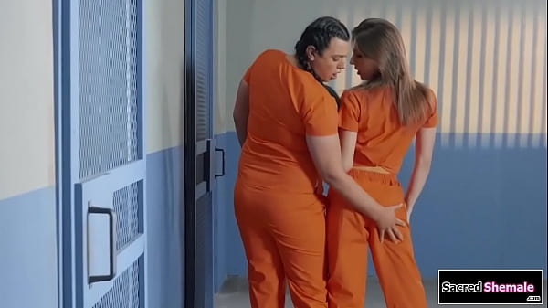 SacredShemale.com - Trans inmate Aspen Brooks kisses big tits tgirl Jade Venus.The brunette shemale sucks her cock and then is rimmed.Then the curvy tranny barebacks her