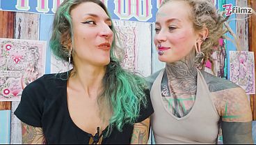 Tattoo Threesome Turns Anal Heavily Inked Artist Fucks Friends Ass While Inking & Cums on Fresh Tattoo  