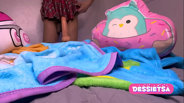 Beautiful trans girl masturbating after leaving school