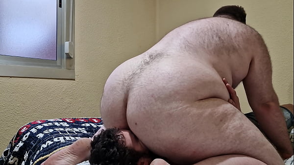 Eating a hairy bear's fat ass