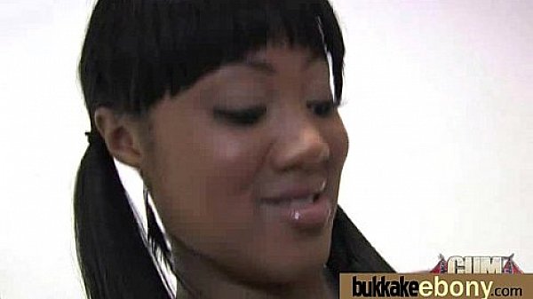 Hot ebony chick in interracial gangbang 7