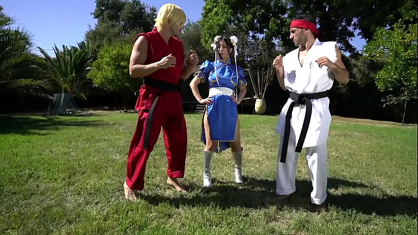 Jade Kush as Chun Li Gets Fucked By Two Big Cocks - Street Fighter Porn Cosplay Parody