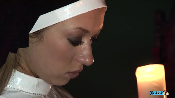 Foursome sex scene with two slutty nuns until they get sprayed with jizz