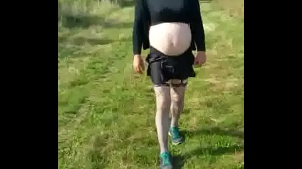 crossdresser out in public makes himself cum