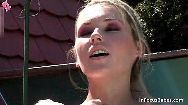 Sexy blonde babe gets horny rubbing her  