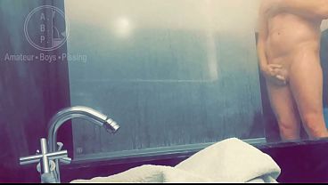 Pale white skin redhead flatmate caught pissing in the shower