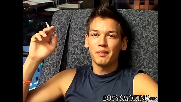 Deviant twink smoking while jerking off 