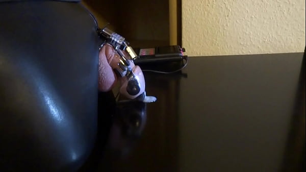 My estim fun in chastity  