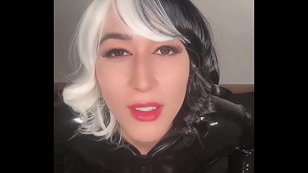 Latex sissy CD huge cumshot and cum eating