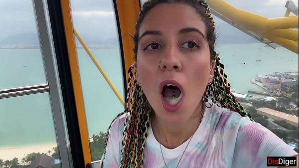 Public Dick Flashing on the Ferris wheel - Stranger Girl Help me Cum in her Mouth