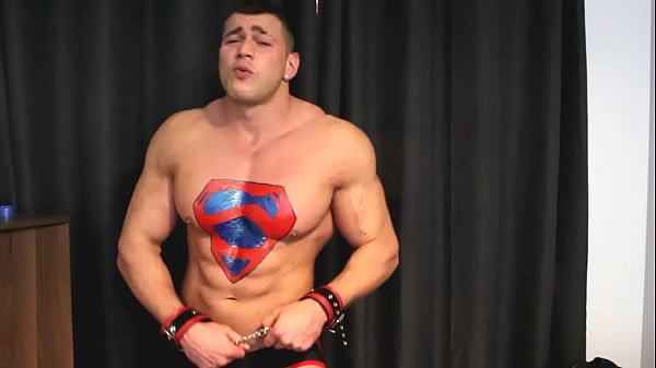 Sexy Lycra Superman Muscle Hunk Defeated To Cum 