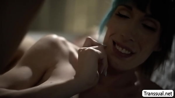 Tony Sting and his TS stepmom Melanie Brooks are on the couch kissing.After that,Melanie throats his hard big cock passionately 