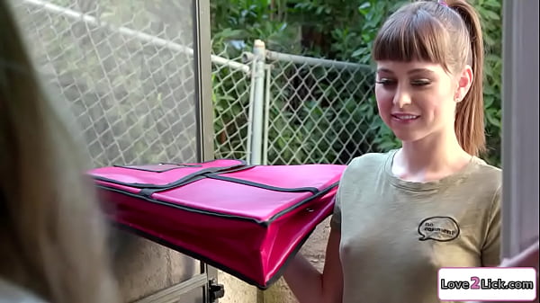 Love2Lick.com - Small tits blonde roleplays with her petite wife as shes the pizza delivery girl.They kiss and the blonde licks the babes hairy pussy.Then shes rimmed 