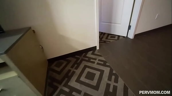 Amazing and beautiful stepmom MILF with big ass and nice tits cleaning the shower before stepson comes and fucks her tight pussy  