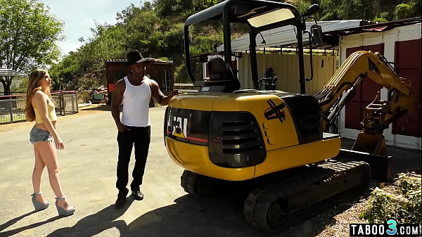 Skinny teen interracial fucked by big black cocked stepfather outdoor