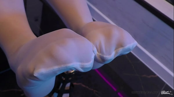 Mistress feet in white tights  