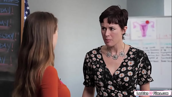 LesbianGfFilms.com - Big tit milf shocked that petite ex gf showed up in her bedroom to ask for another chance.The lesbians kiss and the cougar gets her hairy pussy licked