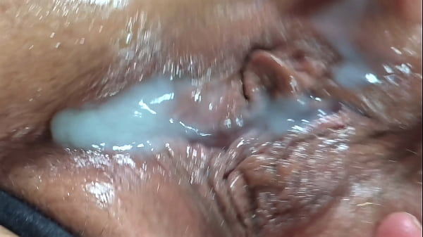 BBW black cock close up pussy fucking - big butt juicy ass booty milf SSBBW meaty open pussy drilled on camera, then gets filled with cum 