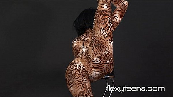 Professional black-haired Gymnast Rina  