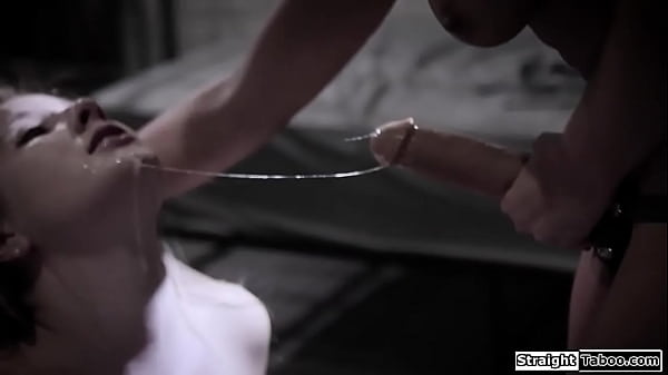 Officers dominate petite 18yo girl.The female officer wears a strap on toy and facefucks her.She licks her cunt and the teen is fucked rough in 3some