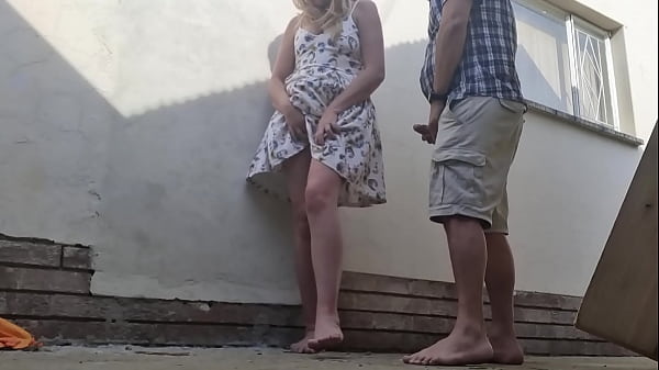 Fucking outdoor behind restroom area of bed and breakfast