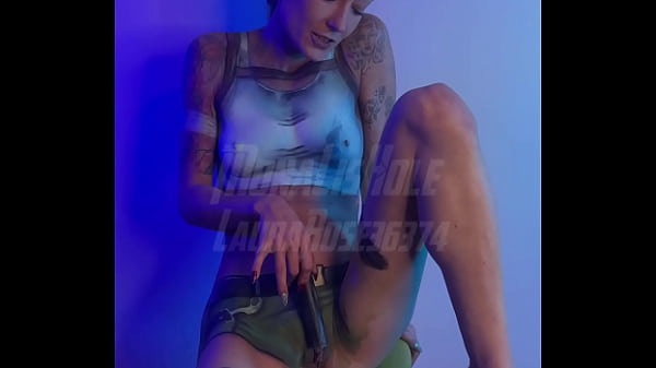 Charlotte Rose Lara Croft Body Paint Cosplay Solo wank